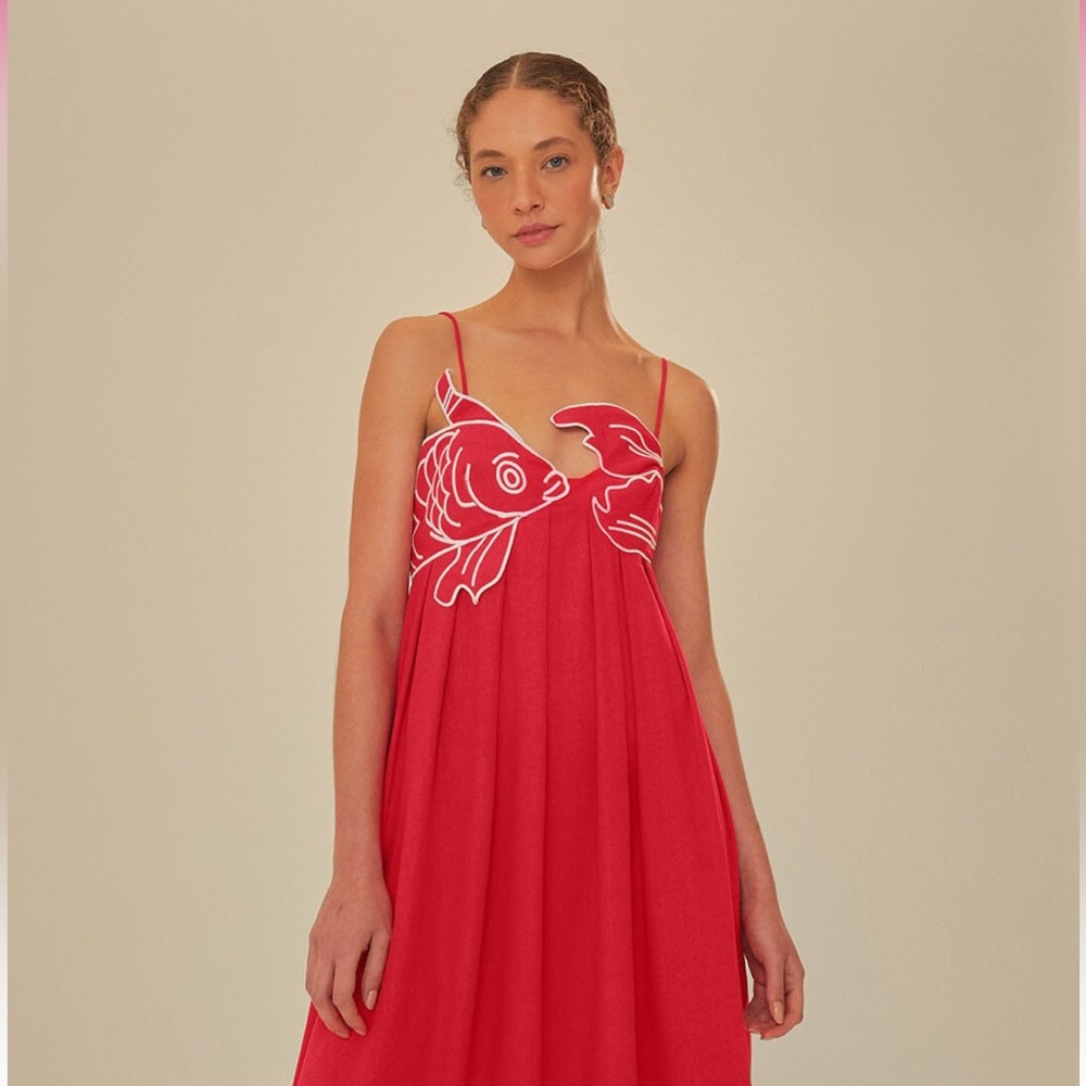 Farm Rio Red Fish Top Maxi - SZ M - New with tags